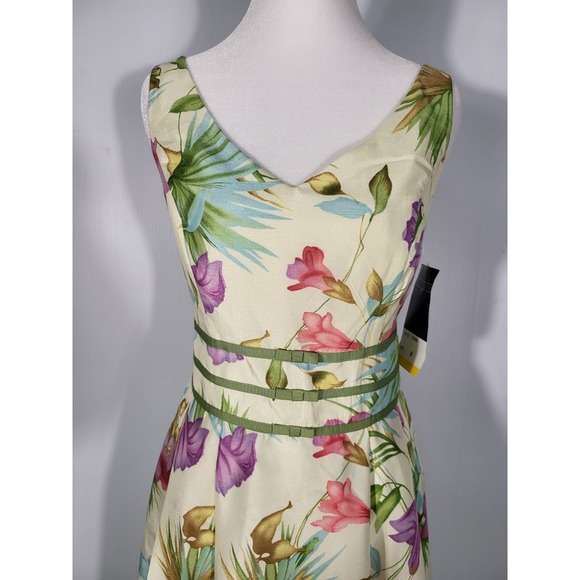 Scarlett Vintage Elegant Midi Floral Print Dress Sleeveless Size 4 - Picture 16 of 16